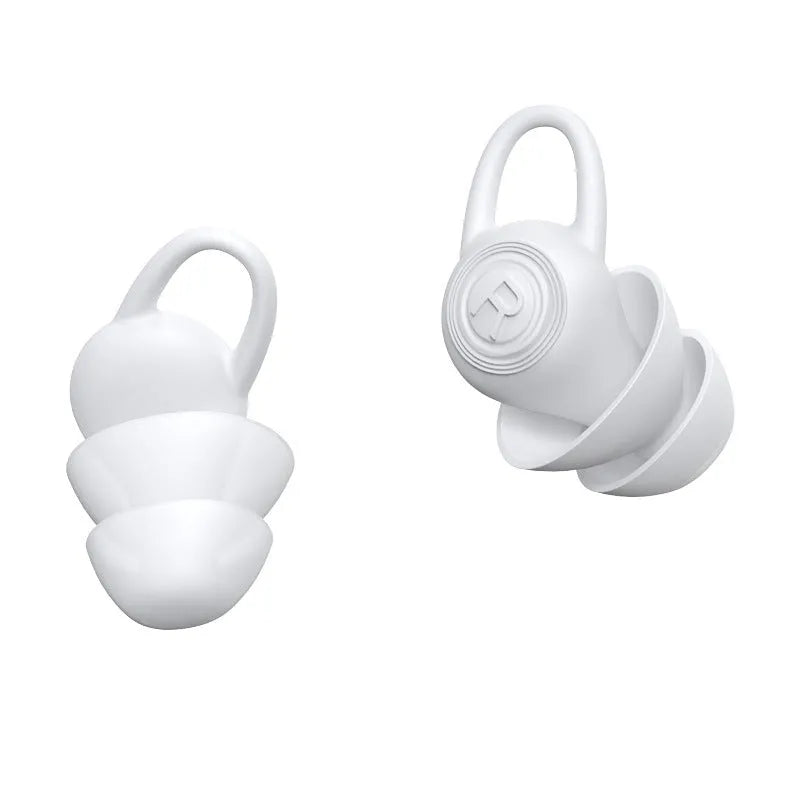 A single pair of white soft silicone ear plugs for noise reduction, shown with independent packing.