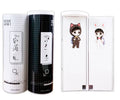 Long plastic double-layer student pencil case in packing box 68x68x219mm