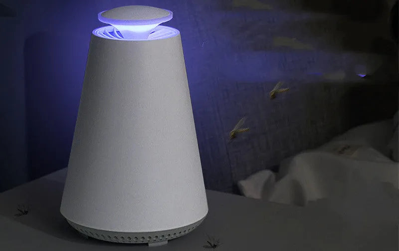 Ivory white photocatalyst mosquito lamp with USB cable, LED light and fan, 5W indoor insect killer for home or office