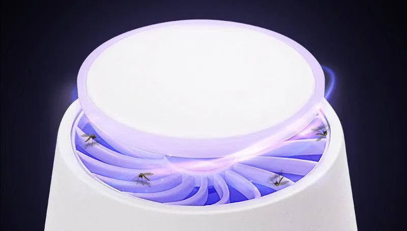 Ivory white photocatalyst mosquito lamp with USB cable, LED light and fan, 5W indoor insect killer for home or office