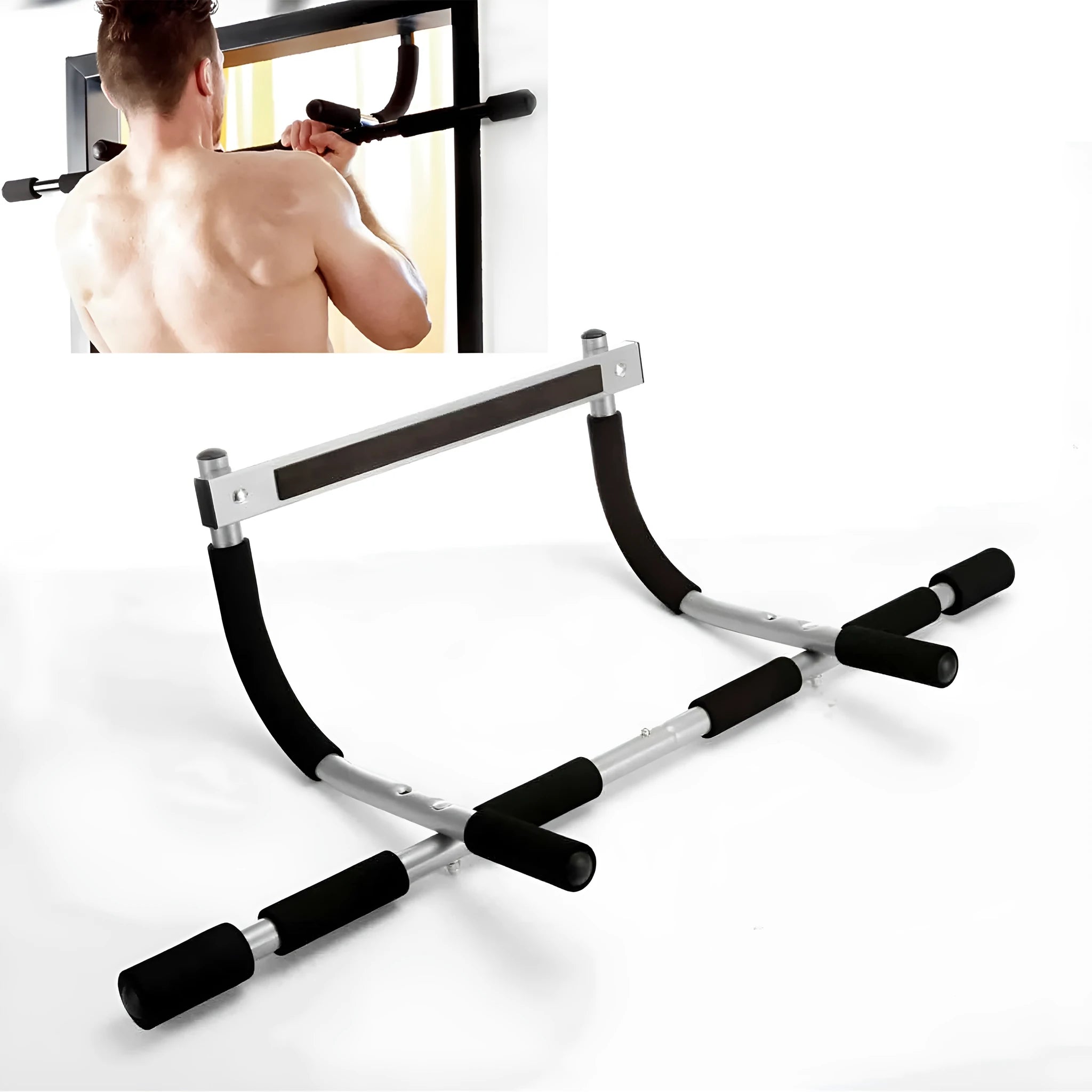 Black steel pipe pull-up bar for indoor fitness training equipment