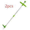 1046a manual garden weeding tool with aluminium handle on a soil background.