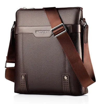 Men's medium shoulder bag in PU leather with square vertical design and single strap