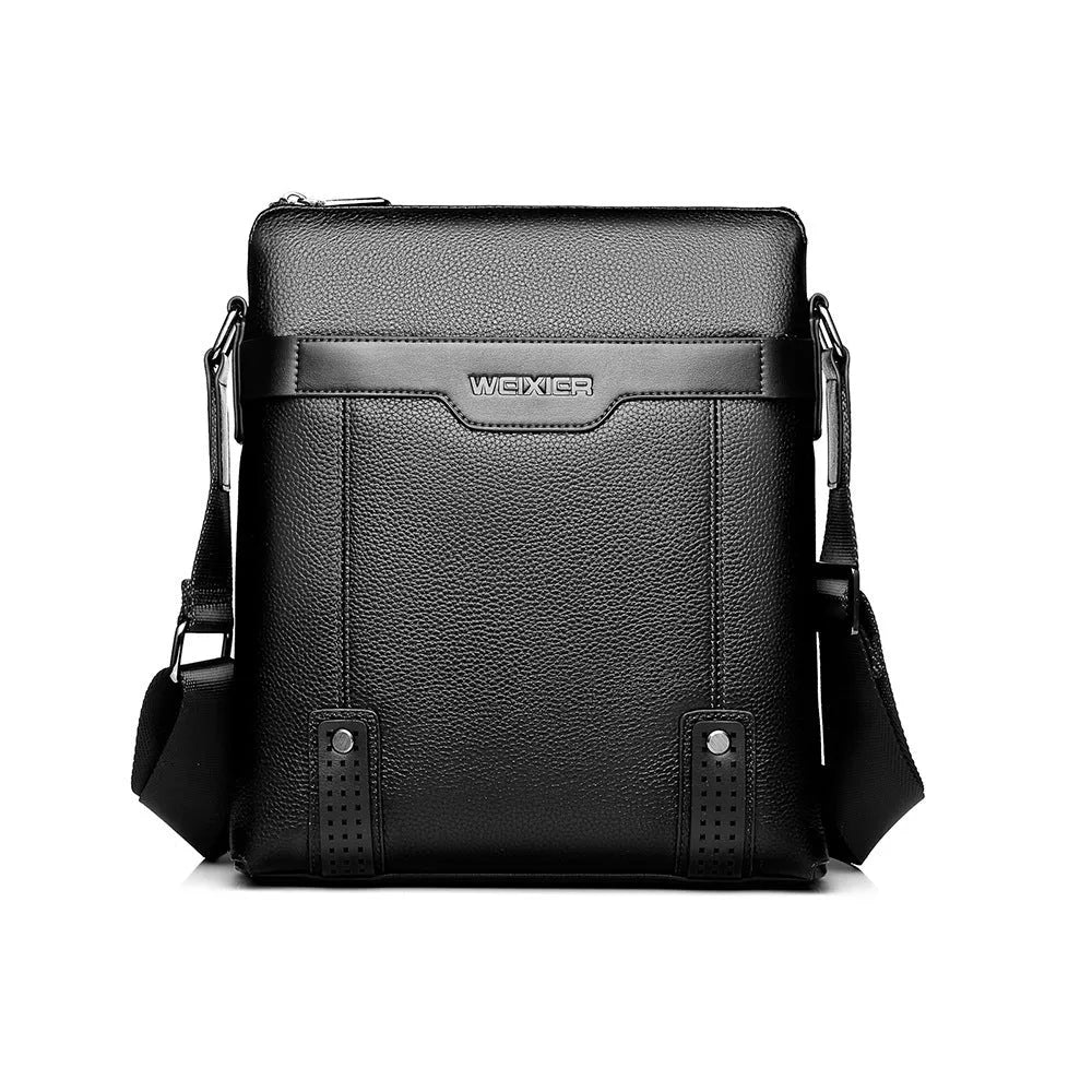 Men's medium shoulder bag in PU leather with square vertical design and single strap
