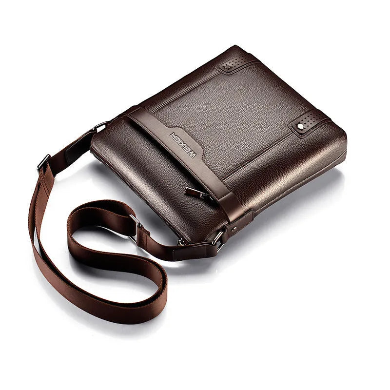 Men's medium shoulder bag in PU leather with square vertical design and single strap