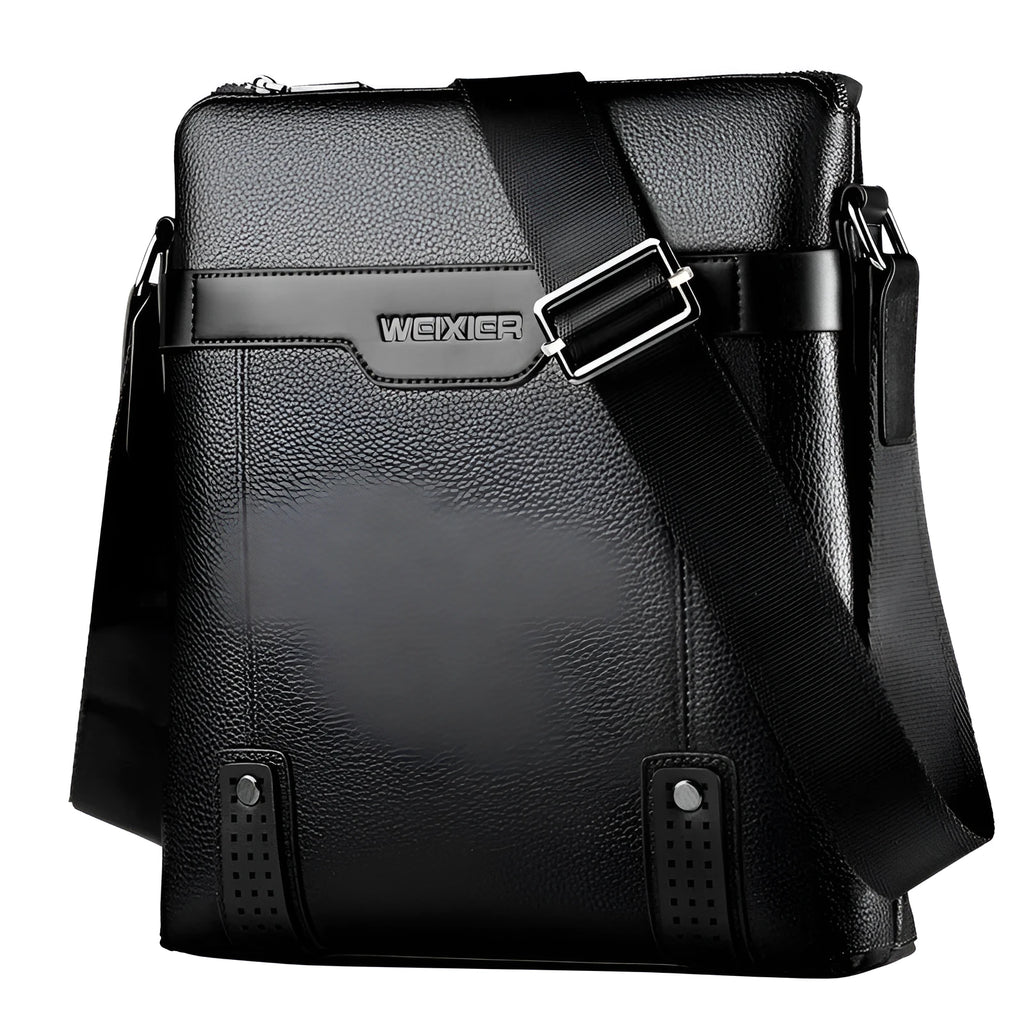 Men's medium shoulder bag in PU leather with square vertical design and single strap
