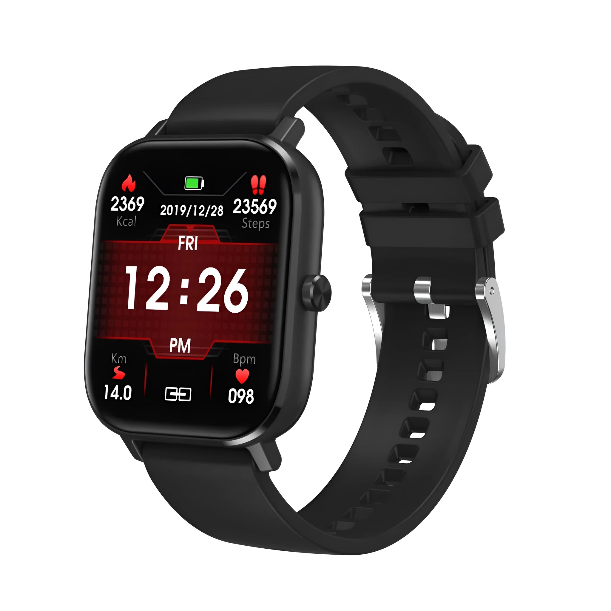 Smart bracelet with 1.54-inch screen showing health metrics including heart rate and blood pressure
