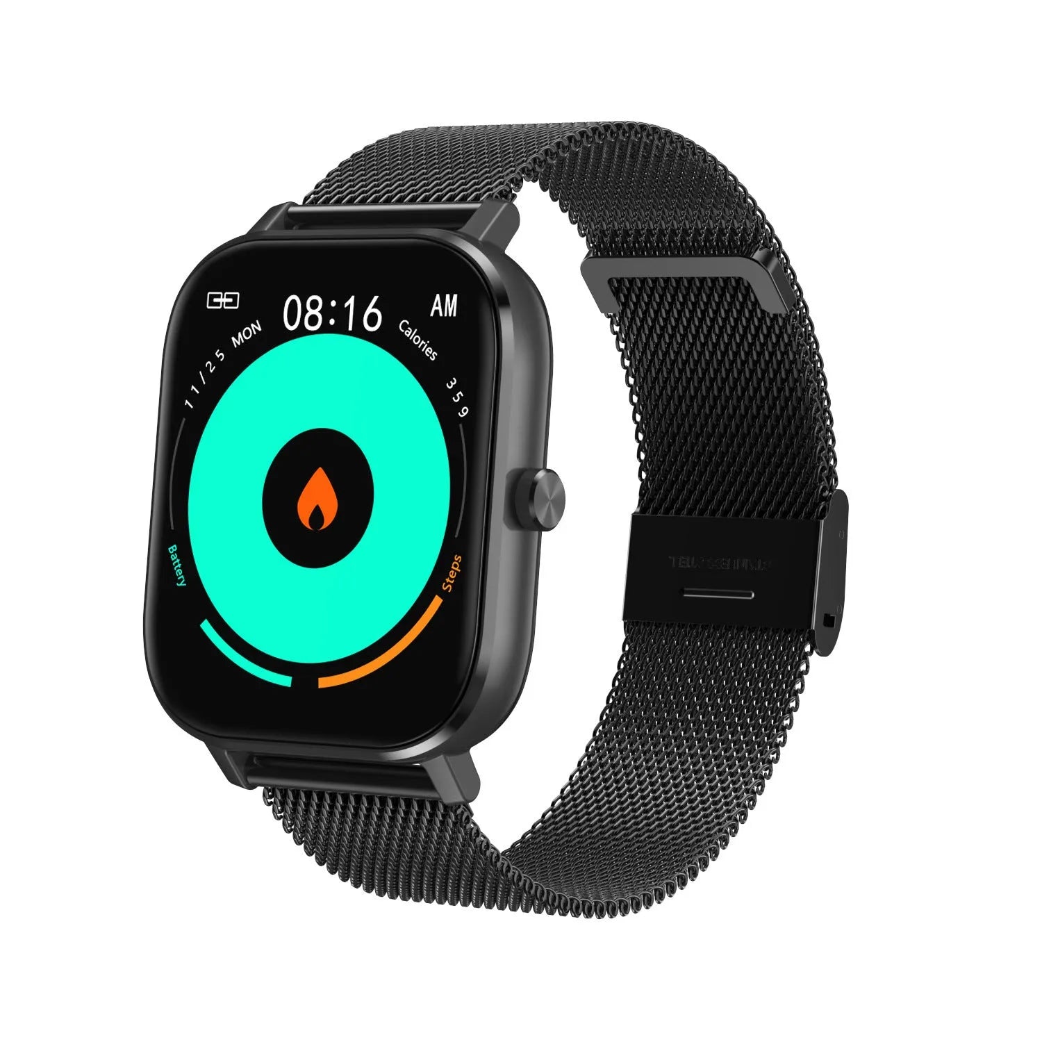 Smart bracelet with 1.54-inch screen showing health metrics including heart rate and blood pressure