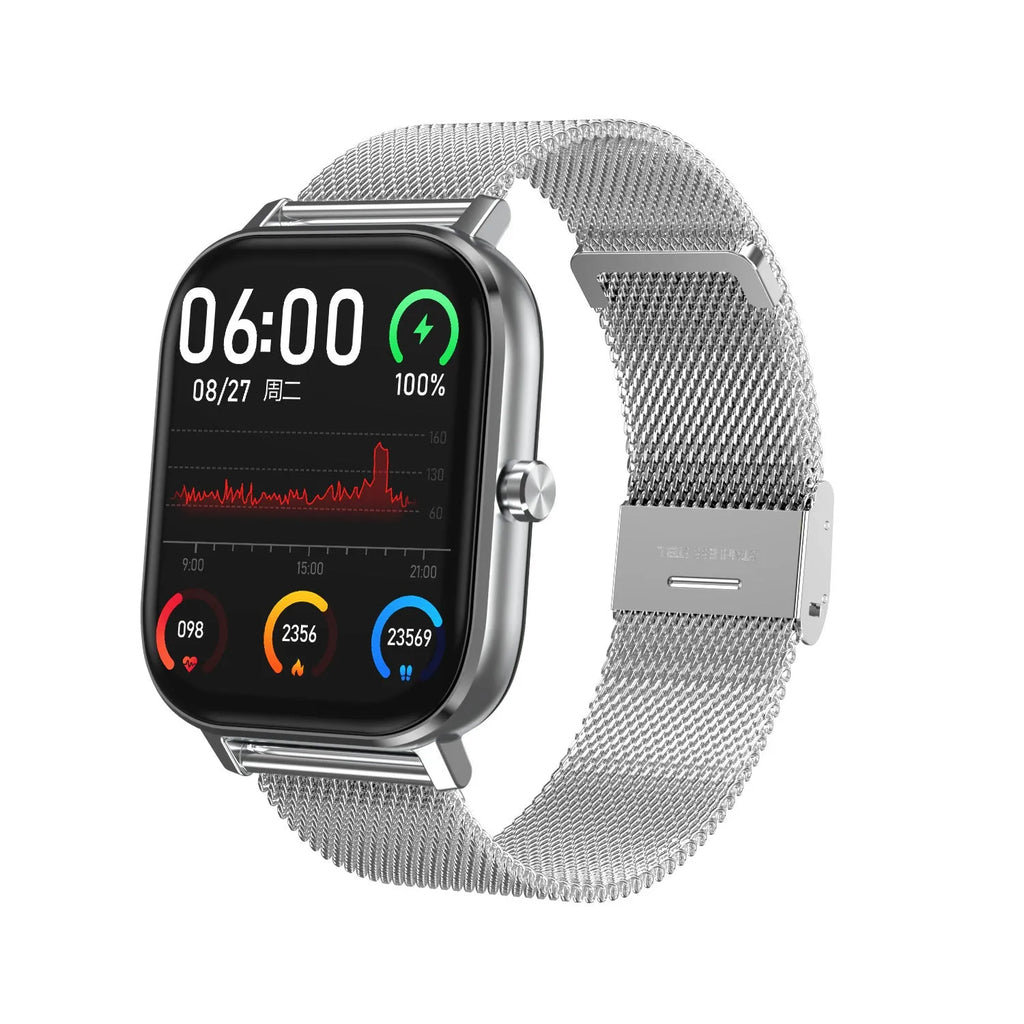 Smart bracelet with 1.54-inch screen showing health metrics including heart rate and blood pressure
