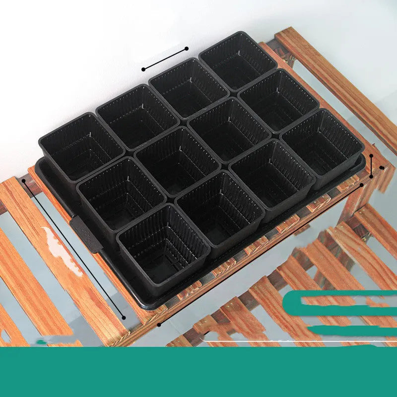 Meishi Controlled Root Flower Pot showing black and white resin pots with tray