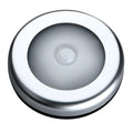 Silver wireless motion sensor night light with PC plastic lampshade measuring 80mm