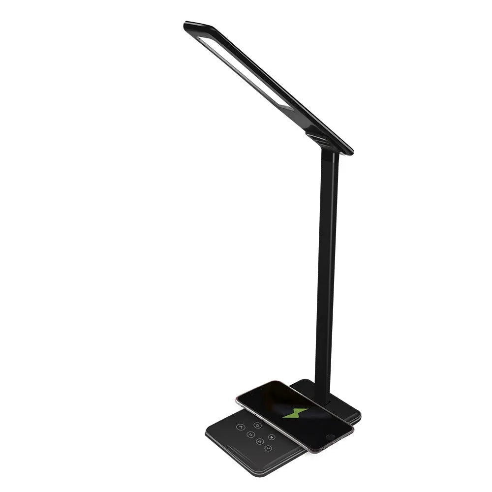 Wireless charging desk lamp in black or white with touch control and LED lighting