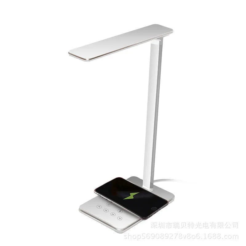 Wireless charging desk lamp in black or white with touch control and LED lighting