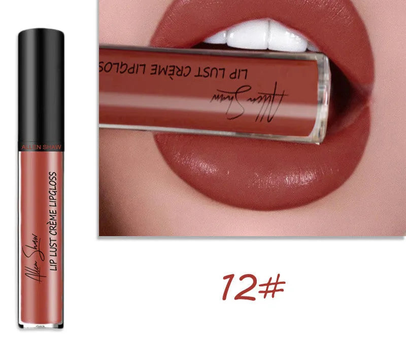 Lipstick bullet in silky cream texture showing one of twelve available mineral-based lip glaze shades.