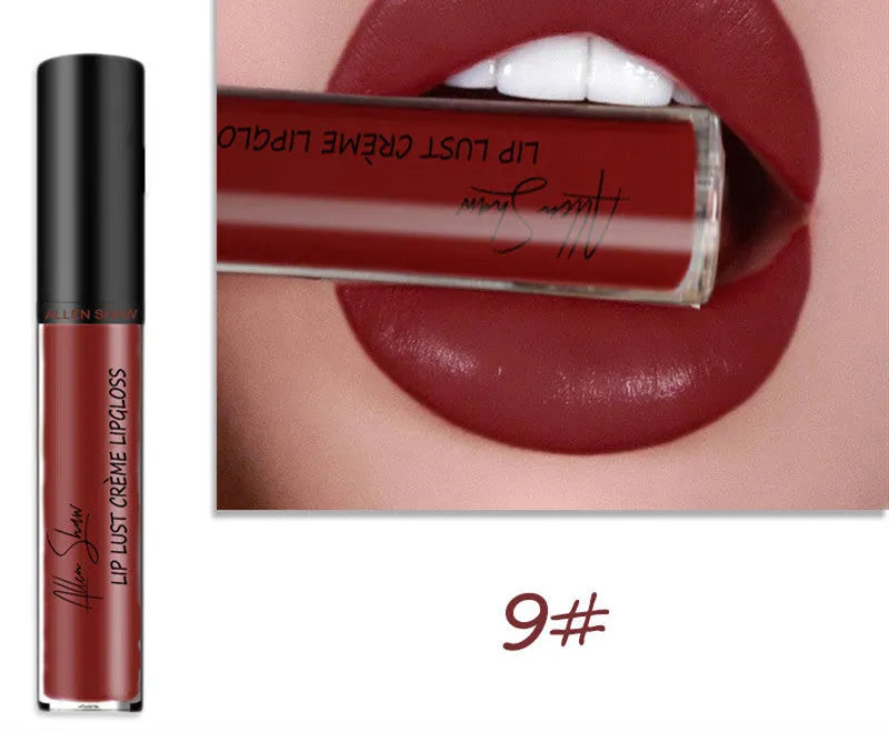 Lipstick bullet in silky cream texture showing one of twelve available mineral-based lip glaze shades.