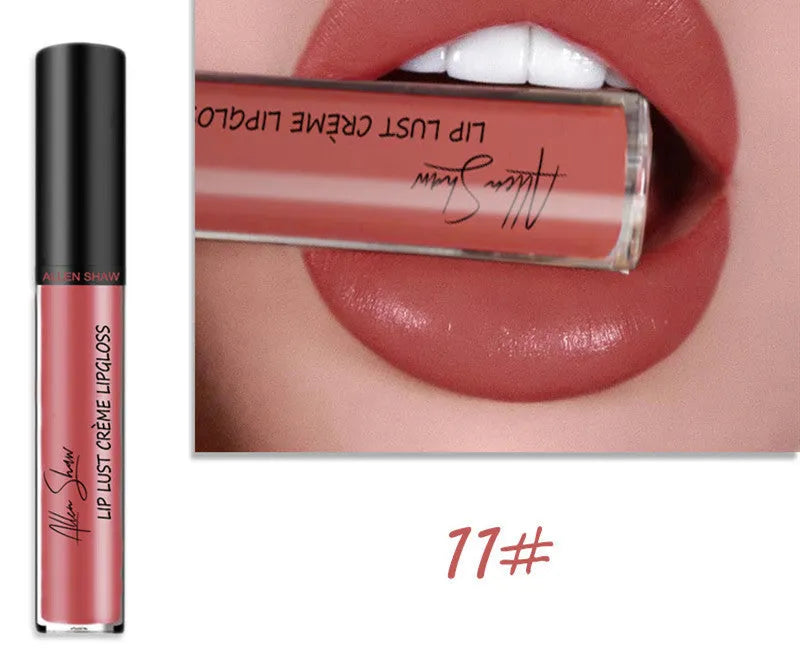 Lipstick bullet in silky cream texture showing one of twelve available mineral-based lip glaze shades.