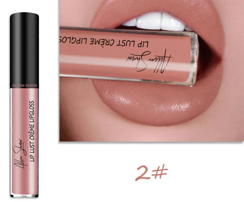 Lipstick bullet in silky cream texture showing one of twelve available mineral-based lip glaze shades.