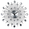 Large silver round wall clock with metal construction and aluminium dial measuring 33cm