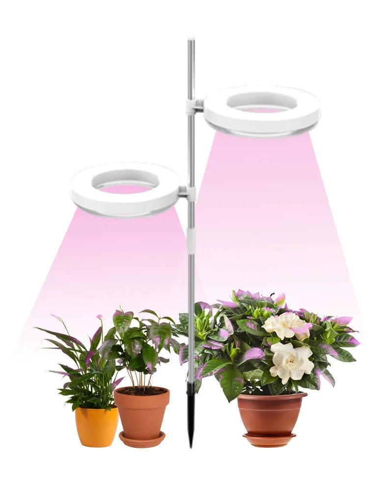 Compact desk plant growth lamp with full spectrum light for indoor potted plants.
