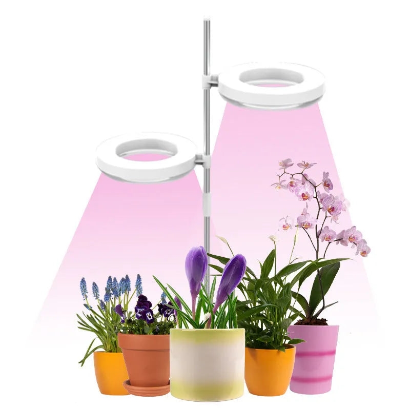 Compact desk plant growth lamp with full spectrum light for indoor potted plants.