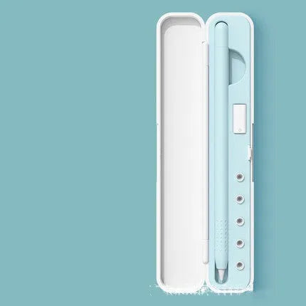 Hard protective case for Apple Pencil with magnetic closure showing internal storage compartments