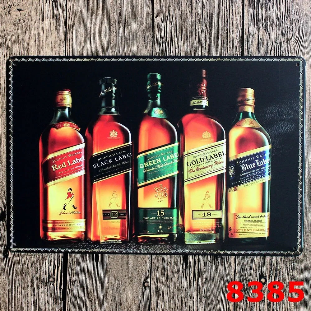 Vintage tin painting metal wall sign with barbecue hamburger and beer retro artwork, 20x30cm.