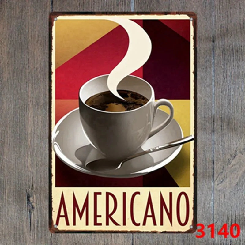 Vintage tin painting metal wall sign with barbecue hamburger and beer retro artwork, 20x30cm.