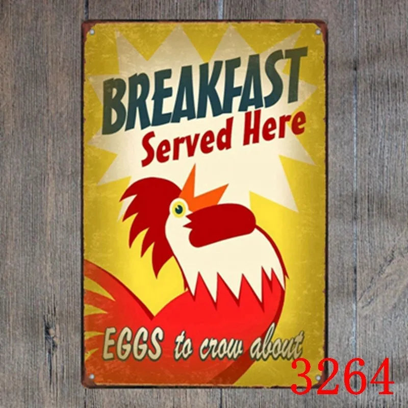 Vintage tin painting metal wall sign with barbecue hamburger and beer retro artwork, 20x30cm.
