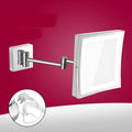 8.5 inch round silver makeup mirror with stainless steel folding frame in choice of four finishes