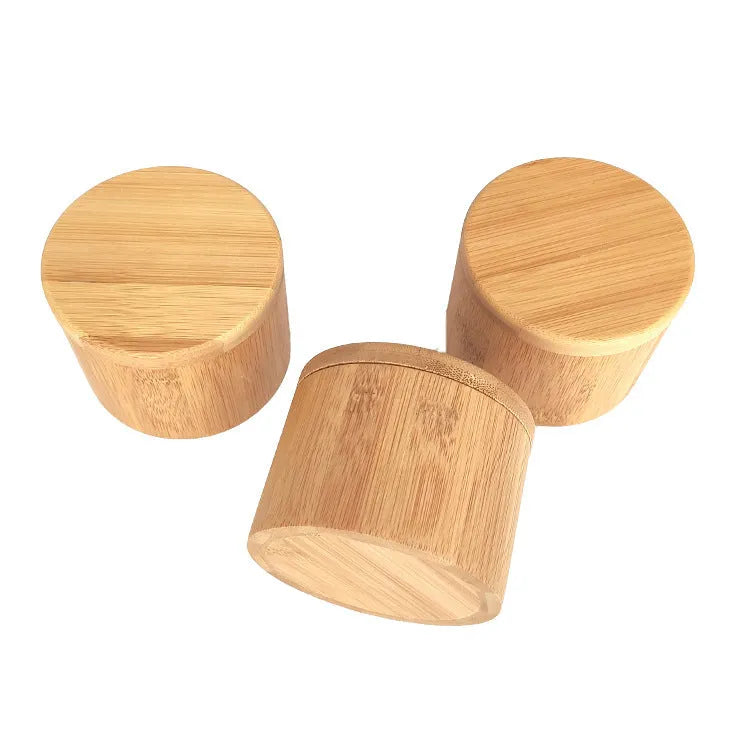 Bamboo seasoning storage box with 7.5cm spoon in single, double round, or pear shape styles