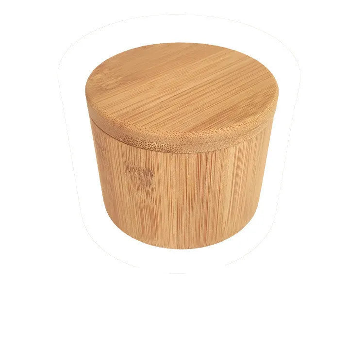 Bamboo seasoning storage box with 7.5cm spoon in single, double round, or pear shape styles