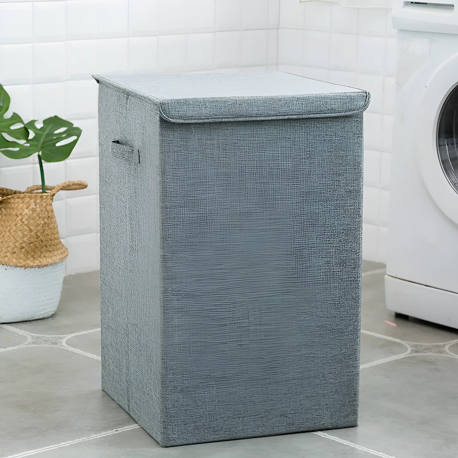 Washable cotton linen clothes sorting box in beige, brown, green or grey colours