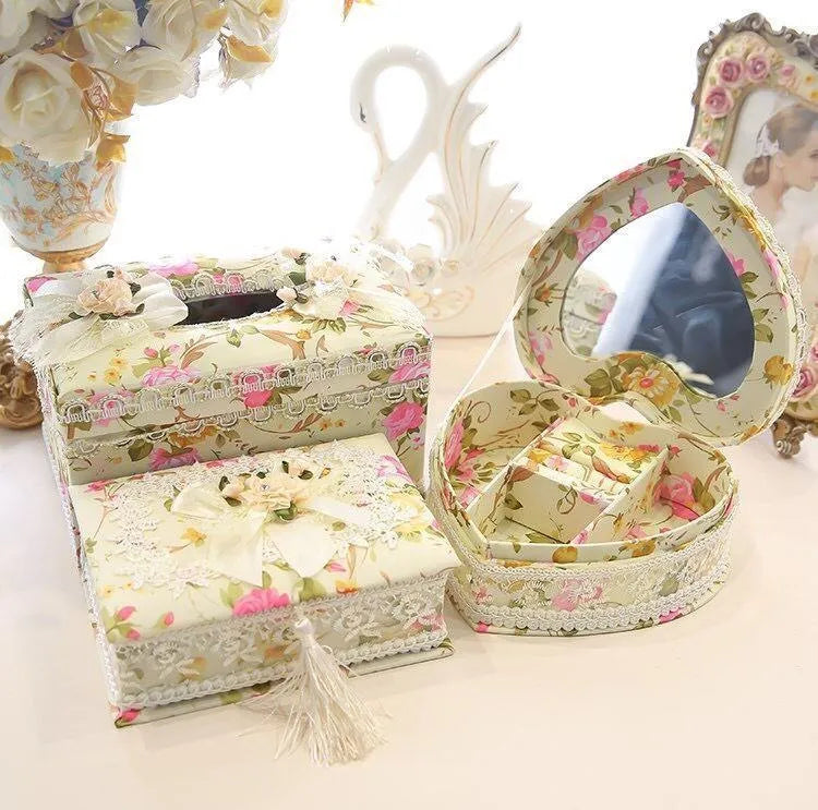 Ceramic dual-purpose tissue and jewellery storage box in bright colour options