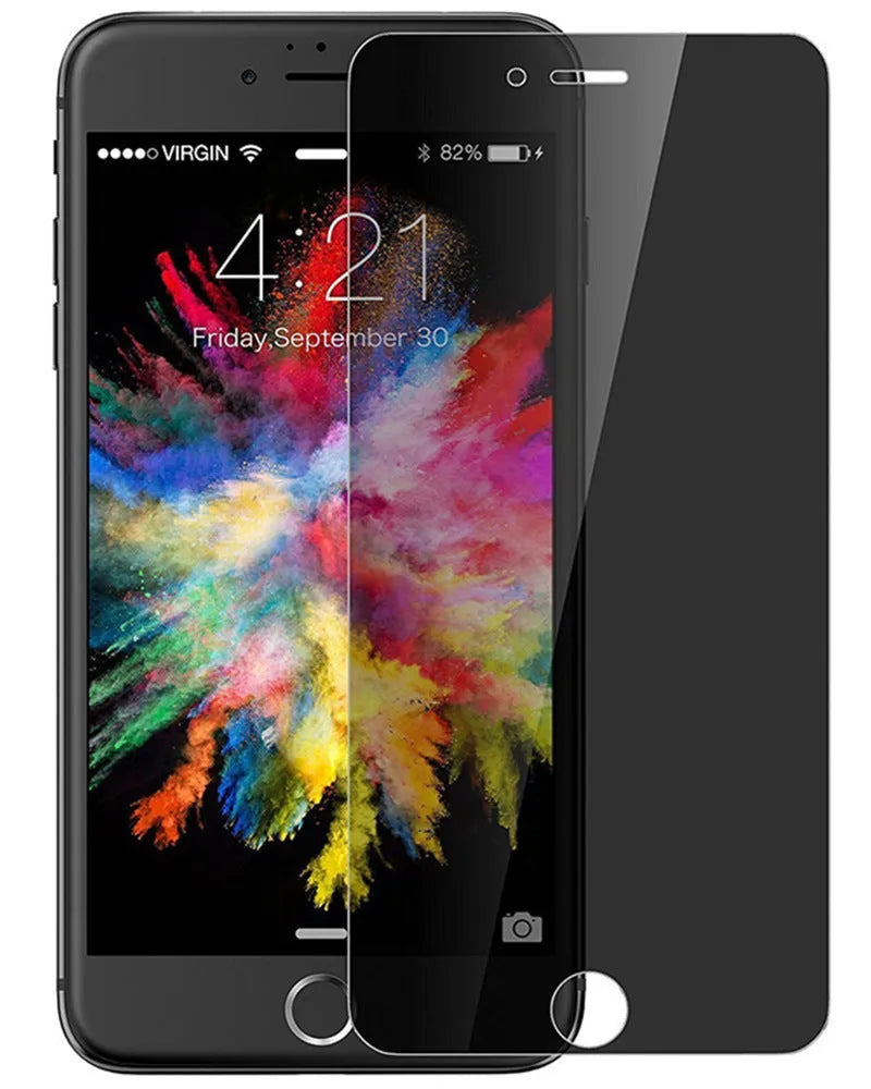 Full screen anti-peeping tempered glass screen protector for iPhone on a table
