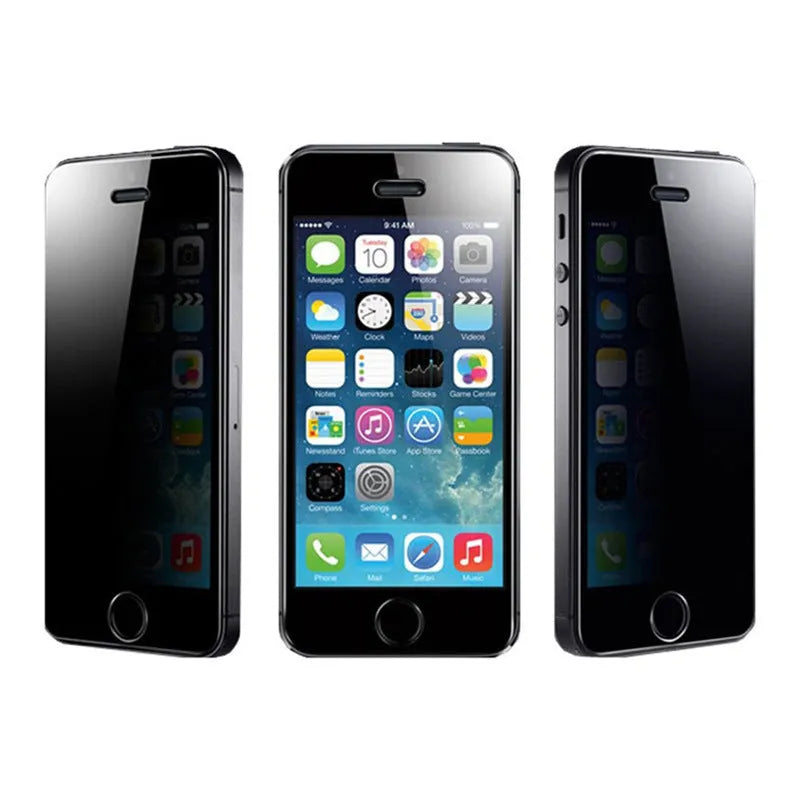 Full screen anti-peeping tempered glass screen protector for iPhone on a table