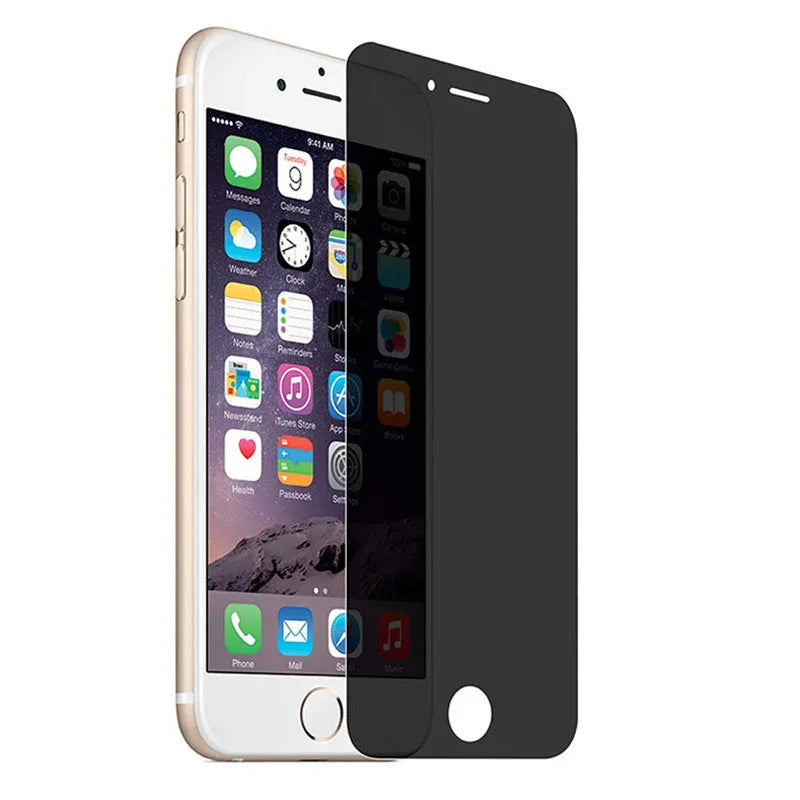 Full screen anti-peeping tempered glass screen protector for iPhone on a table