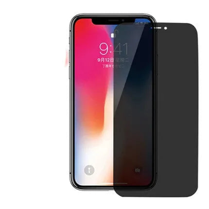 Full screen anti-peeping tempered glass screen protector for iPhone on a table