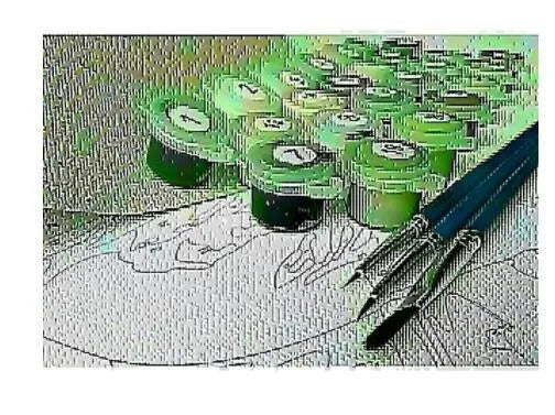 DIY digital painting kit with apple and chardonnay design on linen canvas, includes brush and paints