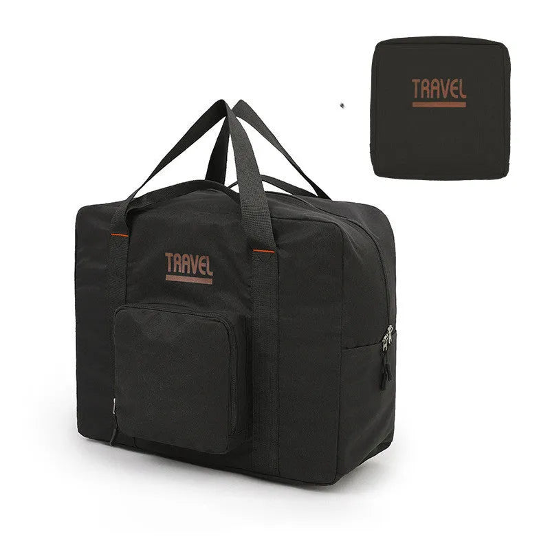Cube-shaped travel storage bag in black, grey, khaki, or pink, made from 300D Oxford cloth.