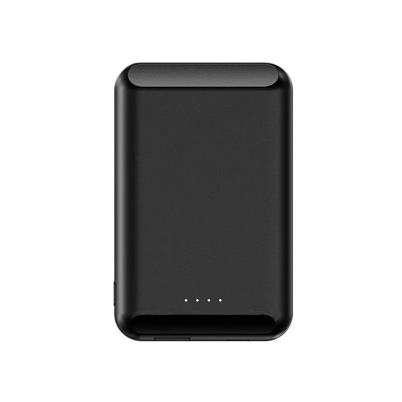 Magnetic wireless power bank in multiple colours showing 5000mAh capacity and plastic casing