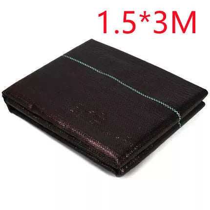 Black polyethylene weed-proof cloth laid on soil for farmland and garden weed suppression.