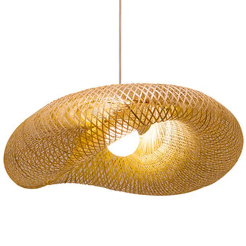40cm diameter bamboo Chinese Zen chandelier for tea room lighting with traditional natural construction