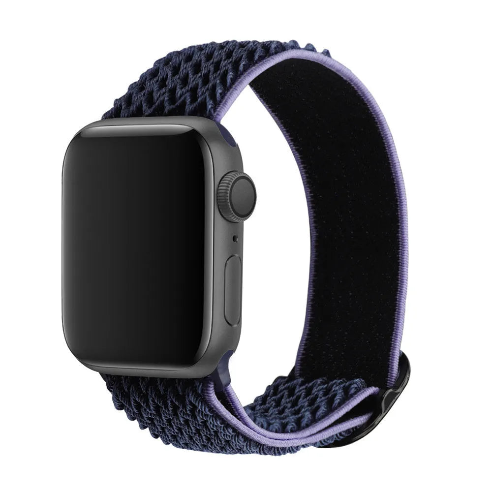 Braided nylon elastic strap for Apple Watch in wave pattern design