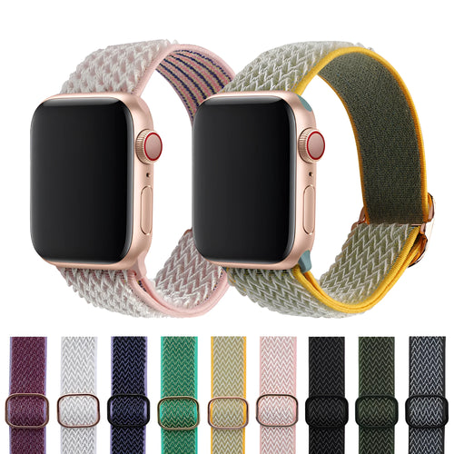 Braided nylon elastic strap for Apple Watch in wave pattern design