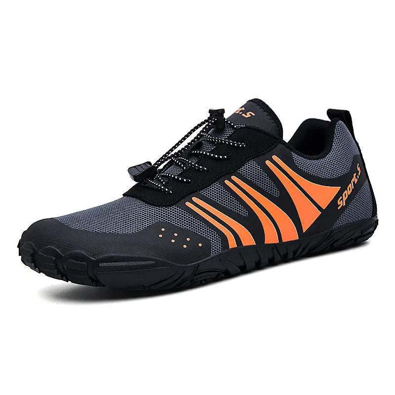 Casual outdoor quick-dry wading shoes in mesh and rubber, shown in red, black, or orange