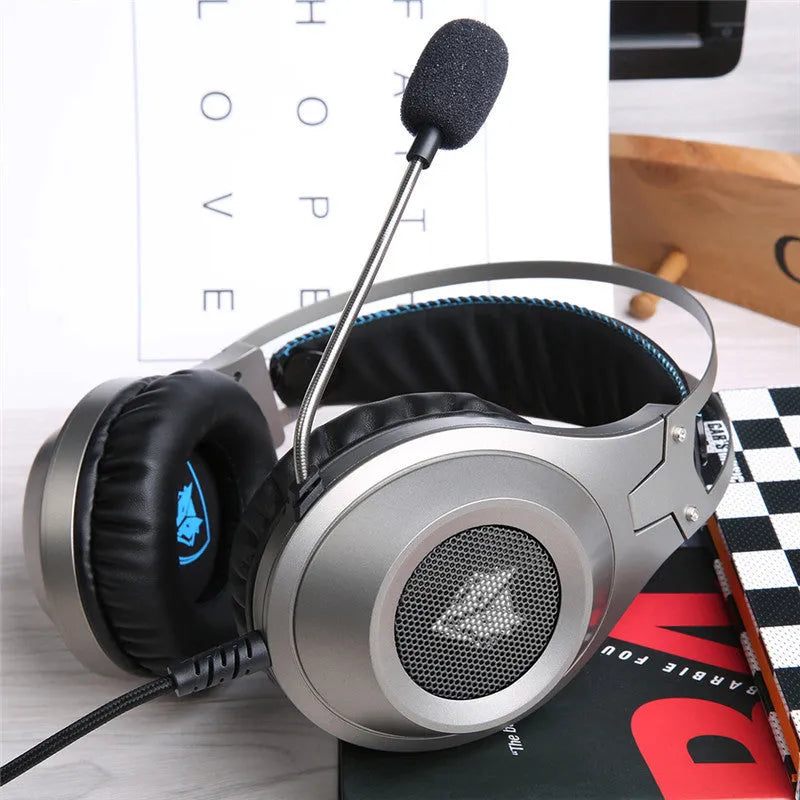Black USB wired computer headset with microphone for desktop and notebook PC use