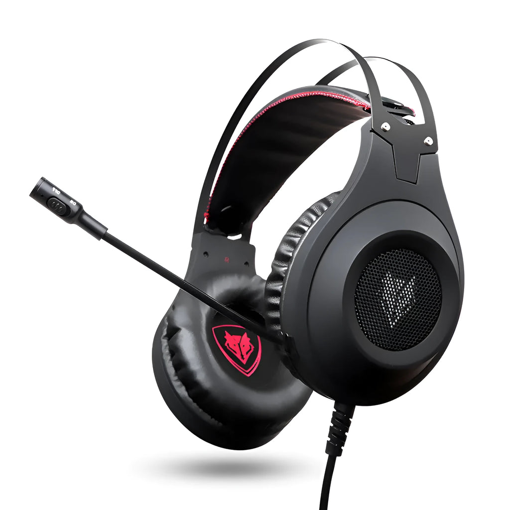 Black USB wired computer headset with microphone for desktop and notebook PC use