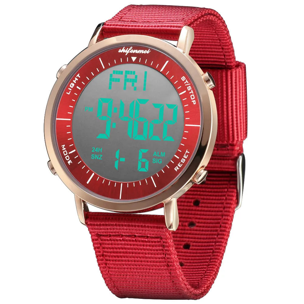 Shifenmei digital sports watch showing time on display with waterproof construction for daily use
