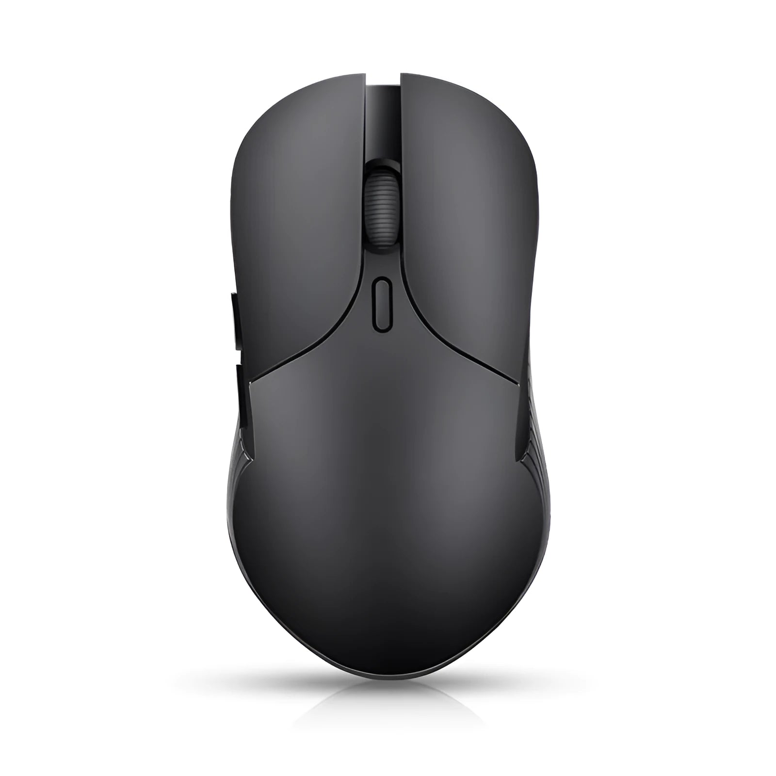 Blue wireless voice control mouse with translation function showing dimensions and voice command button