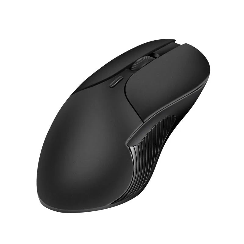 Blue wireless voice control mouse with translation function showing dimensions and voice command button